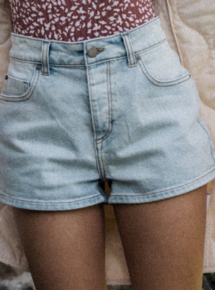 Shorts Roxy Call Me Back Denim Bleu Clair Femme | ZPX-40350306