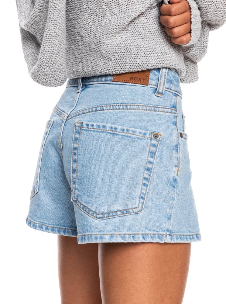 Shorts Roxy Call Me Back Denim Bleu Clair Femme | ZPX-40350306