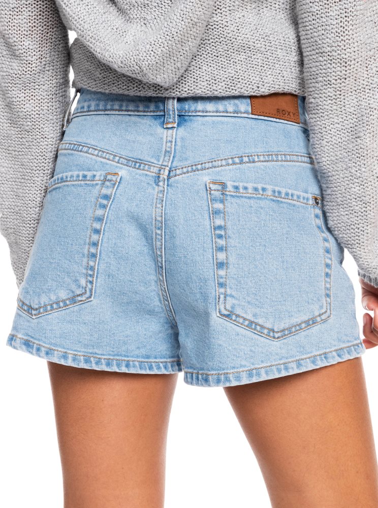 Shorts Roxy Call Me Back Denim Bleu Clair Femme | ZPX-40350306