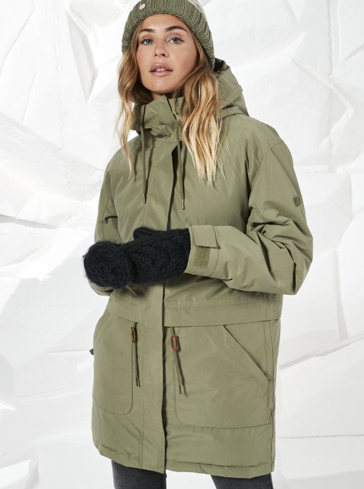 Vestes Roxy Dawn View Insulated Encapuchonné Parka Vert Foncé Femme | XCS-50882214