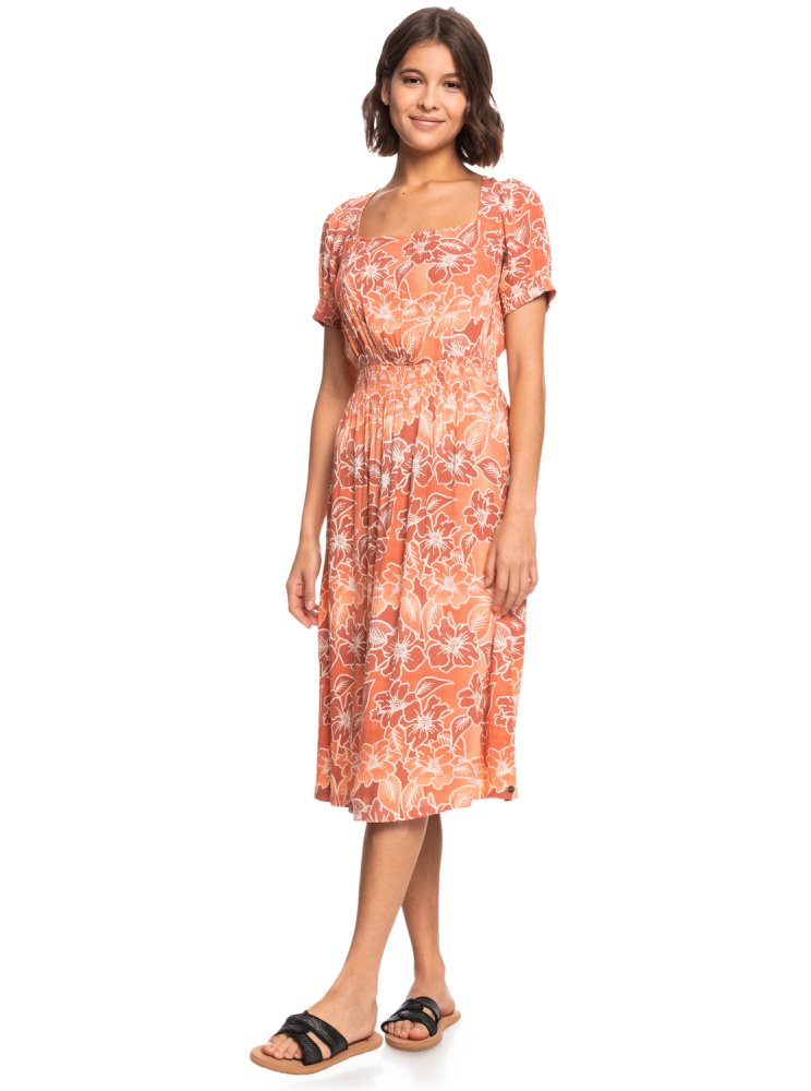 Peignoir Roxy Palmy Breeze Printed Corta Sleeve Midi Rose Femme | AXN-52750679