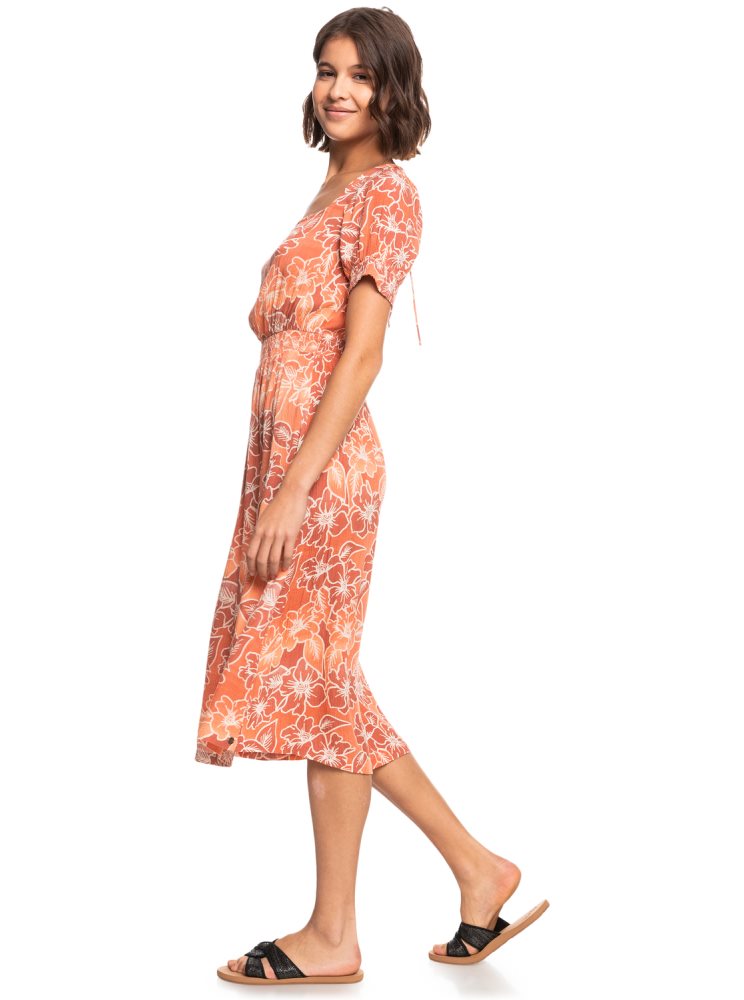 Peignoir Roxy Palmy Breeze Printed Corta Sleeve Midi Rose Femme | AXN-52750679