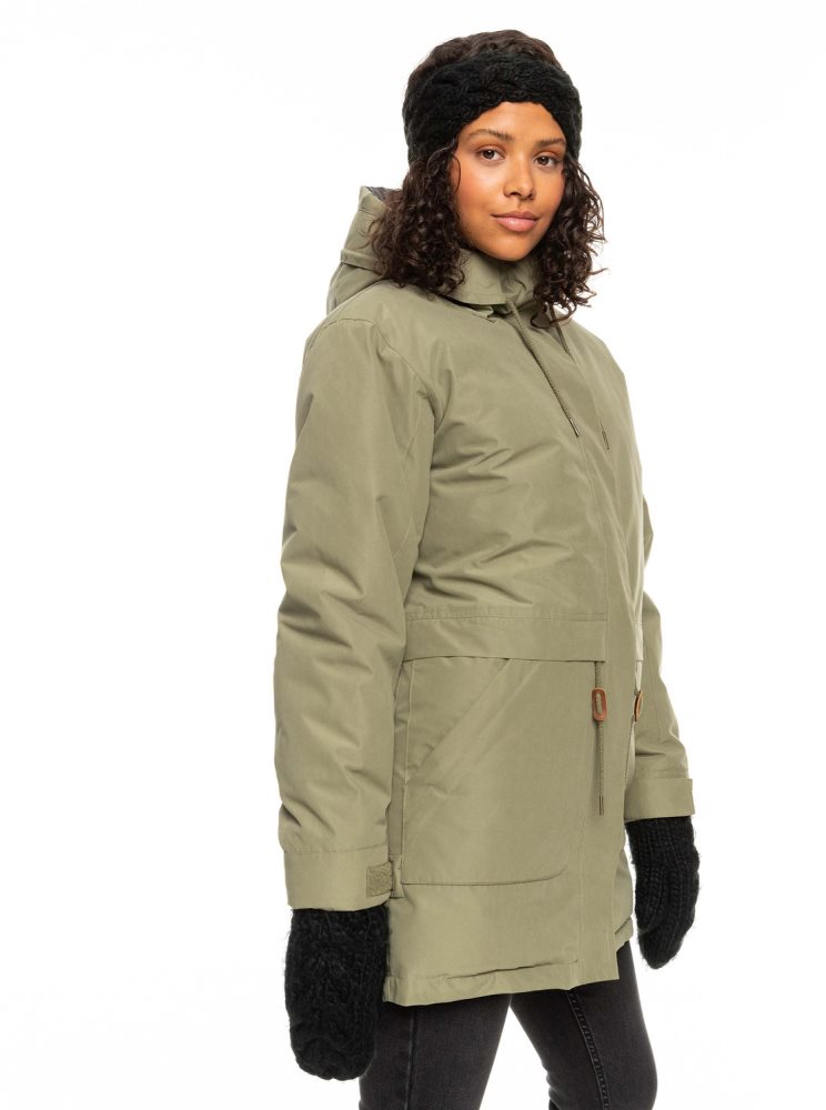 Vestes Roxy Dawn View Insulated Encapuchonné Parka Vert Foncé Femme | XCS-50882214