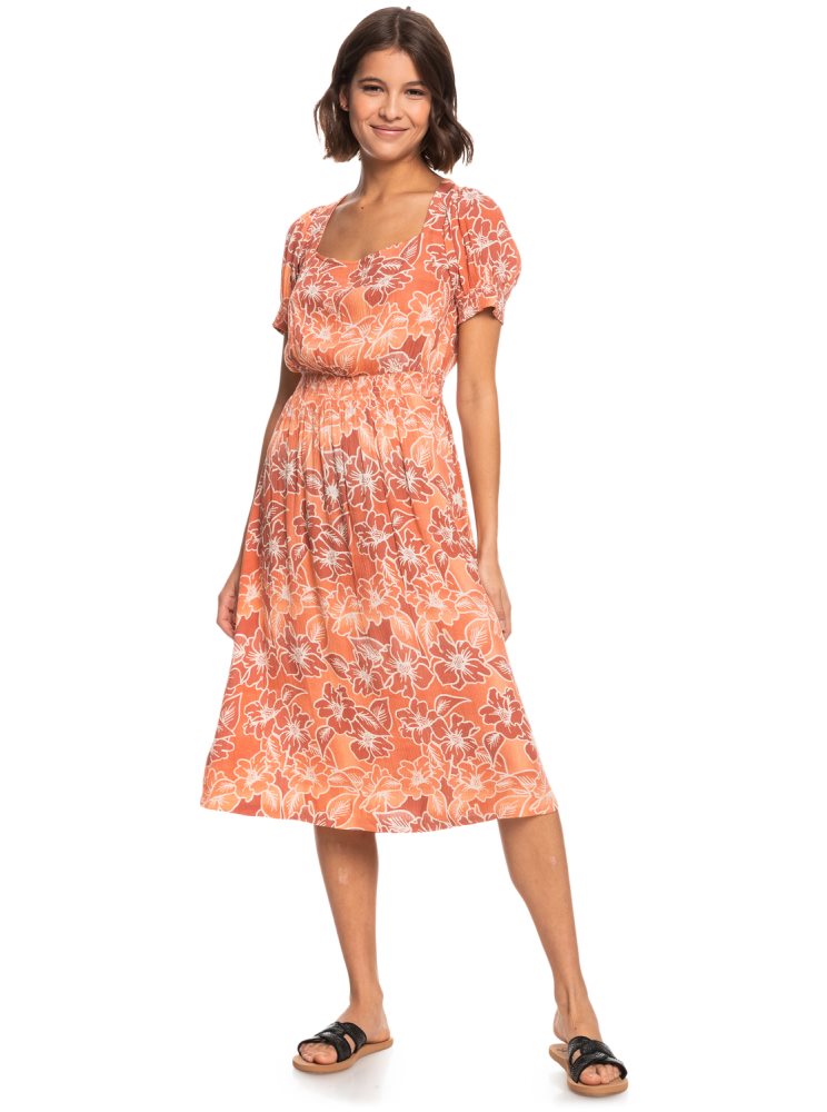 Peignoir Roxy Palmy Breeze Printed Corta Sleeve Midi Rose Femme | AXN-52750679