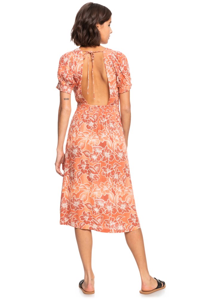 Peignoir Roxy Palmy Breeze Printed Corta Sleeve Midi Rose Femme | AXN-52750679