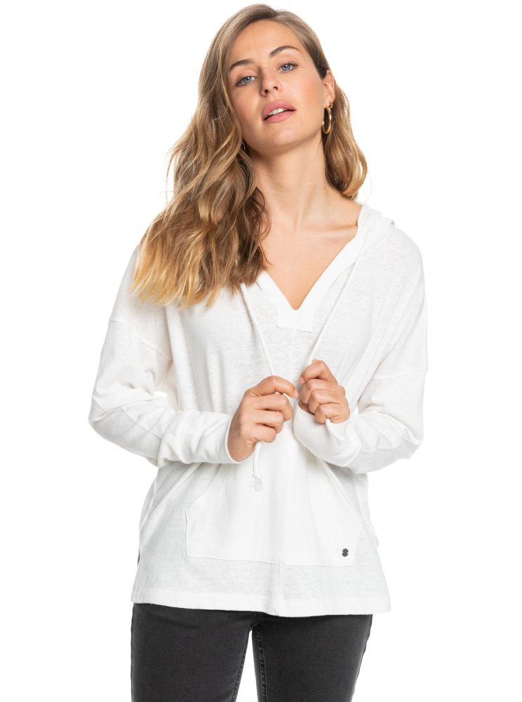 Sweat à Capuche Roxy Paddle Out Blanche Femme | DRP-19277404