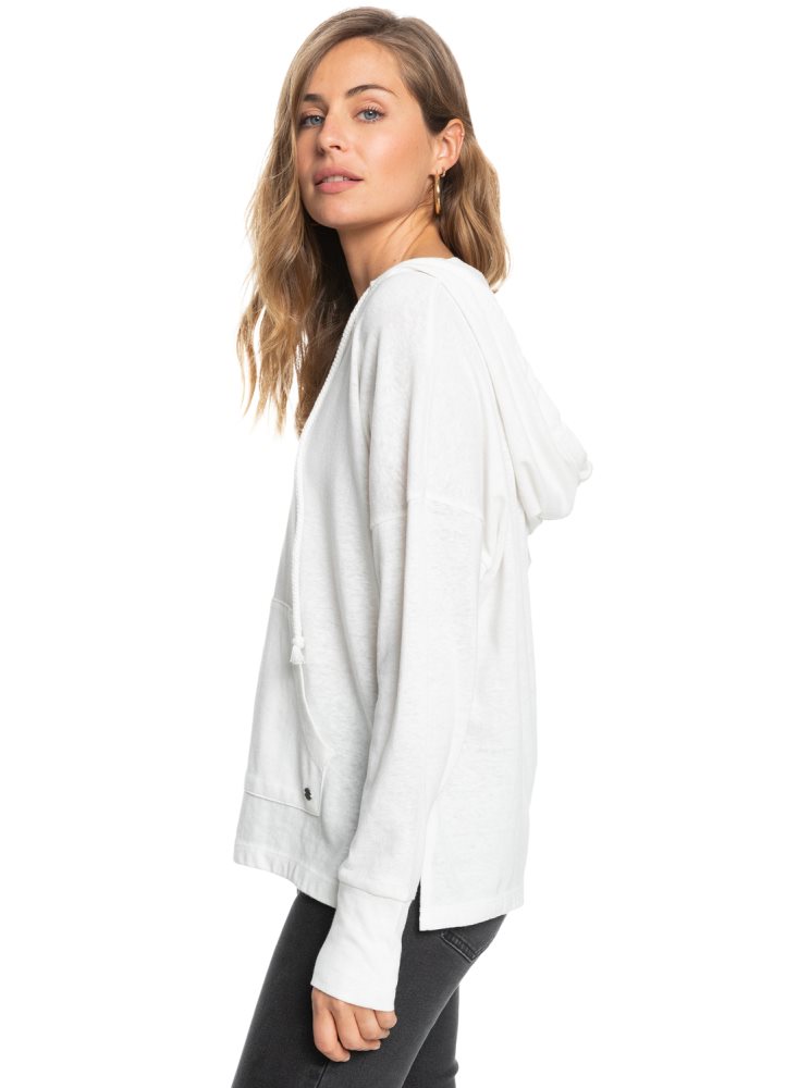 Sweat à Capuche Roxy Paddle Out Blanche Femme | DRP-19277404