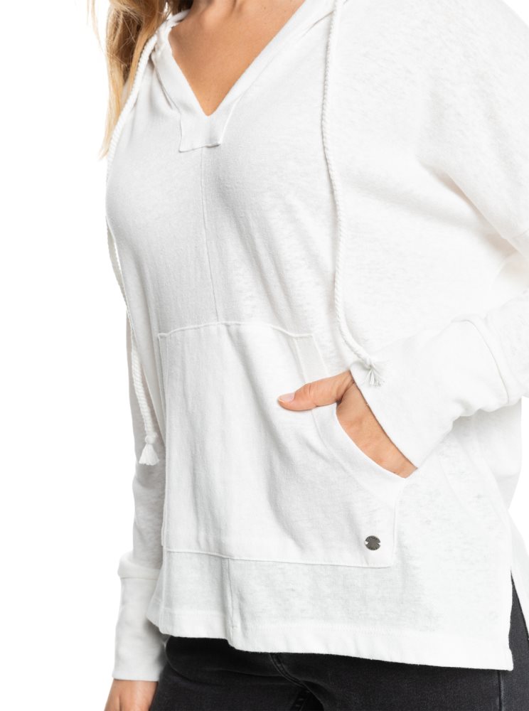 Sweat à Capuche Roxy Paddle Out Blanche Femme | DRP-19277404