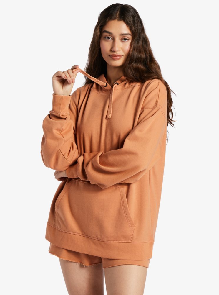 Sweat à Capuche Roxy Shoreside Oversized Orange Femme | EDW-48669233