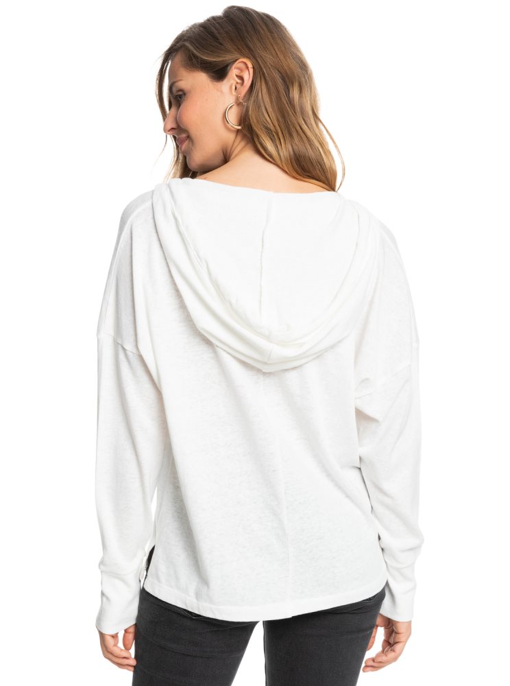 Sweat à Capuche Roxy Paddle Out Blanche Femme | DRP-19277404