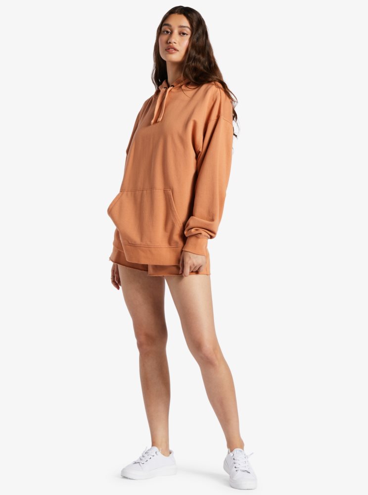 Sweat à Capuche Roxy Shoreside Oversized Orange Femme | EDW-48669233