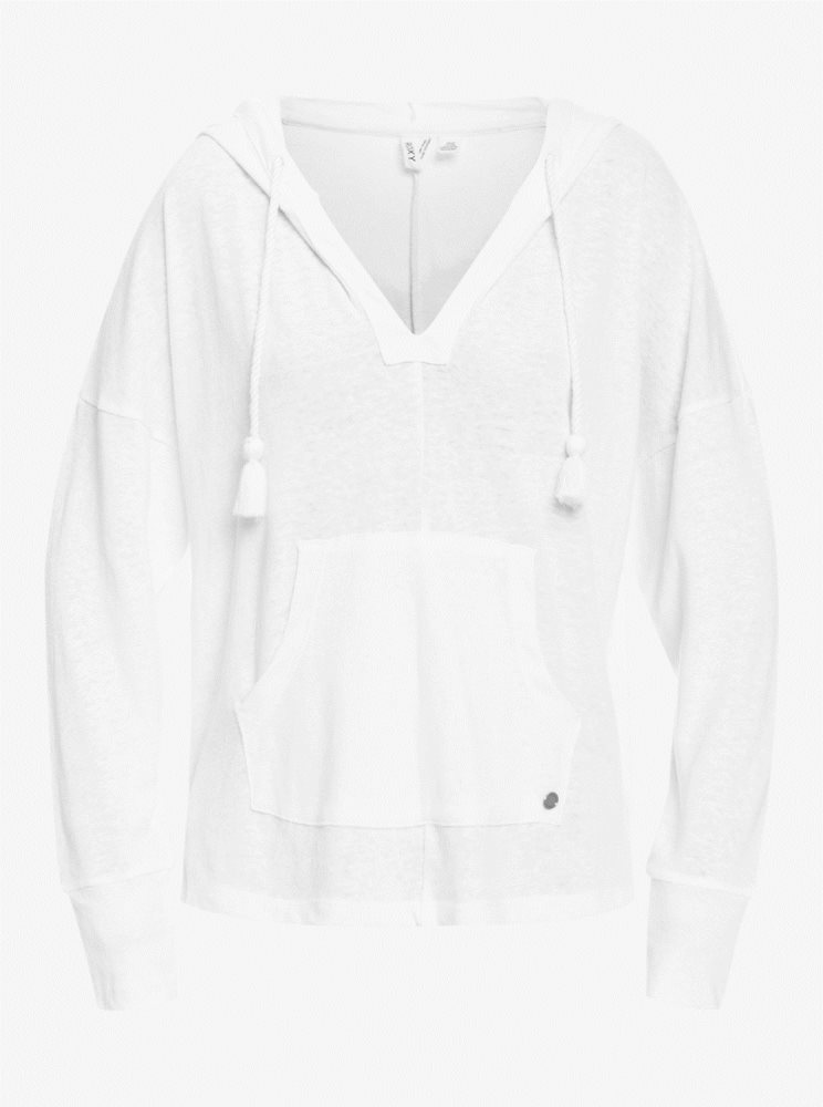 Sweat à Capuche Roxy Paddle Out Blanche Femme | DRP-19277404