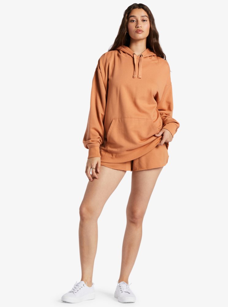 Sweat à Capuche Roxy Shoreside Oversized Orange Femme | EDW-48669233