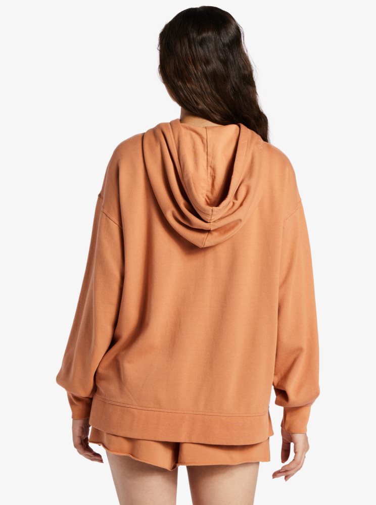 Sweat à Capuche Roxy Shoreside Oversized Orange Femme | EDW-48669233