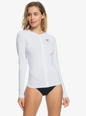 Rashguards Roxy Essentials UPF 50 Long Sleeve Front Zip Blanche Femme | UYZ-96102884