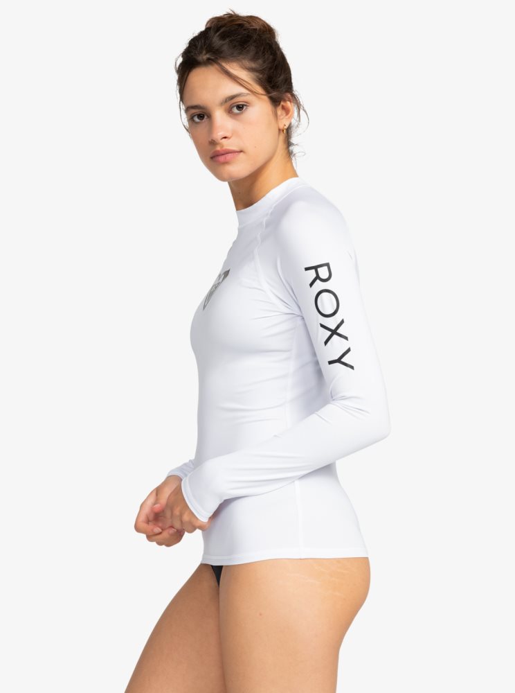 Rashguards Roxy Whole Hearted Long Sleeve UPF 50 Blanche Femme | MKS-46522413