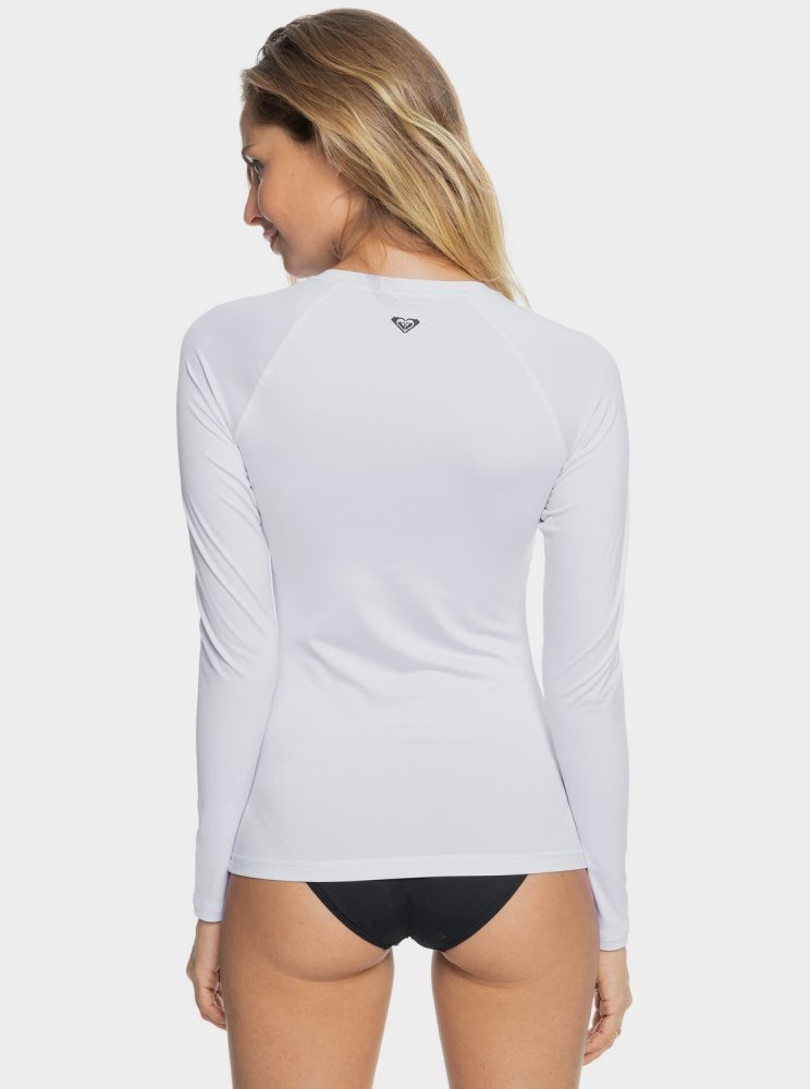 Rashguards Roxy Essentials UPF 50 Long Sleeve Front Zip Blanche Femme | UYZ-96102884