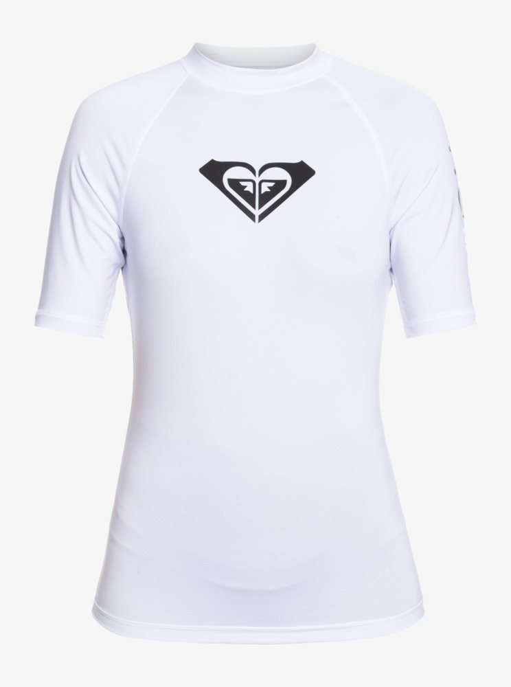 Rashguards Roxy Whole Hearted Corta Sleeve UPF 50 Blanche Femme | WQW-96921048