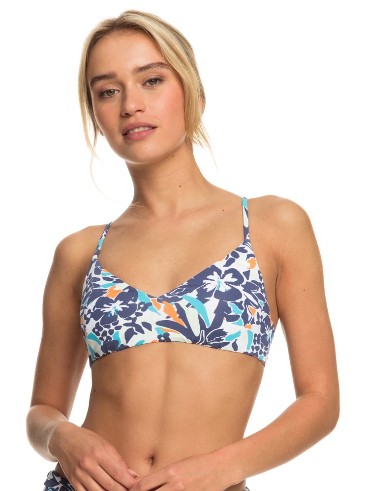 Hauts De Bikini Roxy Printed Beach Classics Athlétiques Triangle Bleu Femme | RKU-80872920