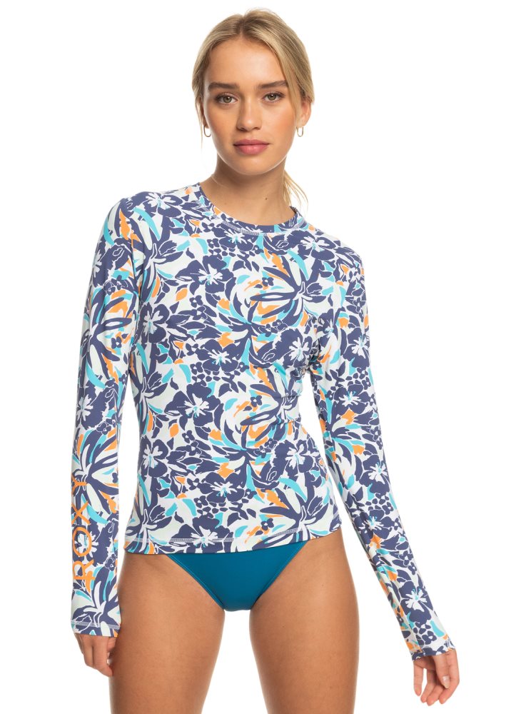 Rashguards Roxy Sea Skippin Long Sleeve UPF 50 Bleu Femme | CLS-88489512