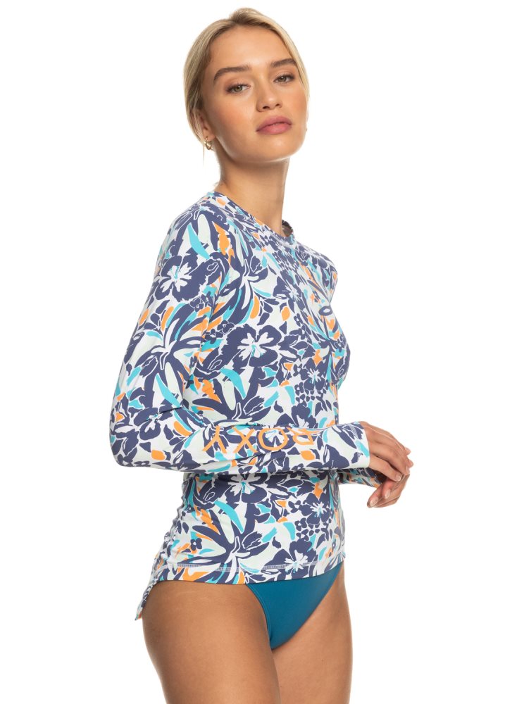 Rashguards Roxy Sea Skippin Long Sleeve UPF 50 Bleu Femme | CLS-88489512