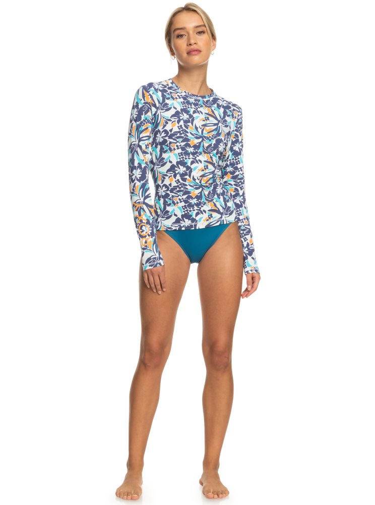 Rashguards Roxy Sea Skippin Long Sleeve UPF 50 Bleu Femme | CLS-88489512