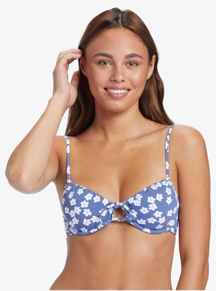 Hauts De Bikini Roxy Blumen Underwired Bralette Bleu Femme | BOF-40294591