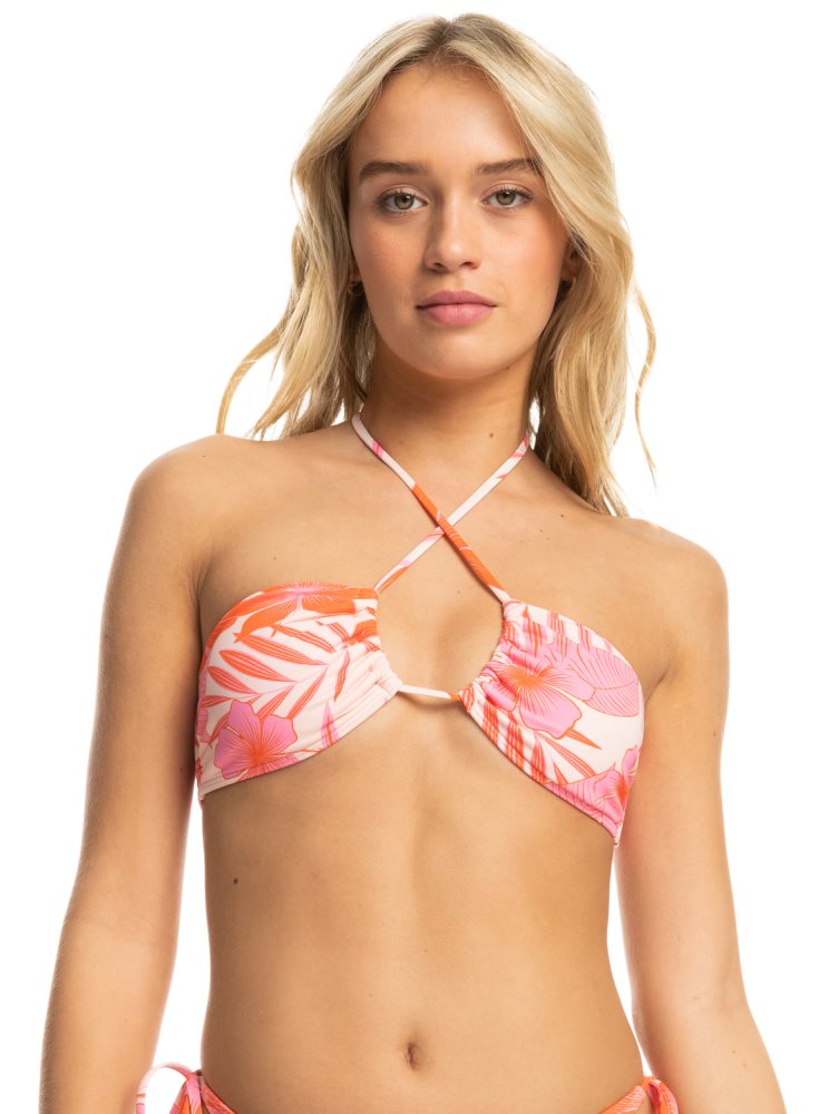 Hauts De Bikini Roxy Printed Beach Classics Triangle Blanche Orange Rose Femme | BNY-02569773