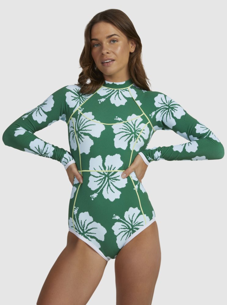 Maillots De Bain Roxy Digi High Long Sleeve Vert Femme | NIV-71708359