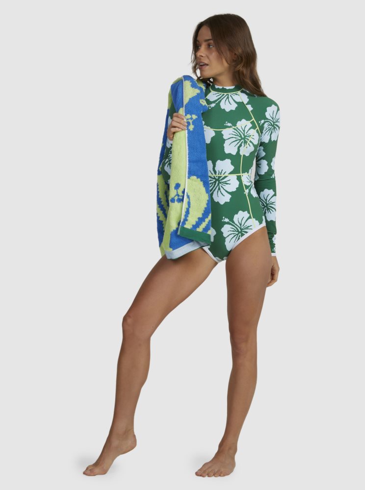 Maillots De Bain Roxy Digi High Long Sleeve Vert Femme | NIV-71708359