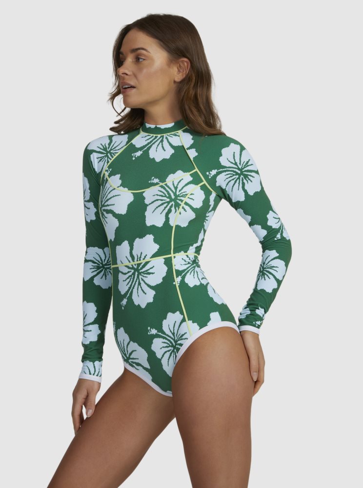 Maillots De Bain Roxy Digi High Long Sleeve Vert Femme | NIV-71708359