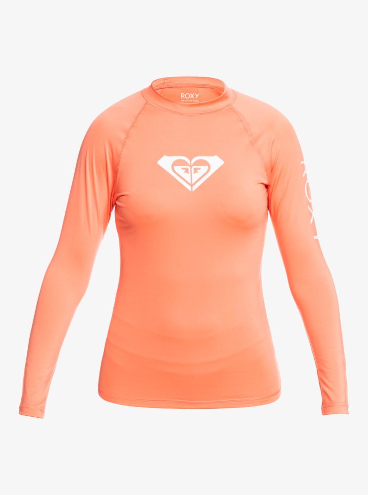 Rashguards Roxy Whole Hearted Long Sleeve UPF 50 Corail Femme | DVI-57228241