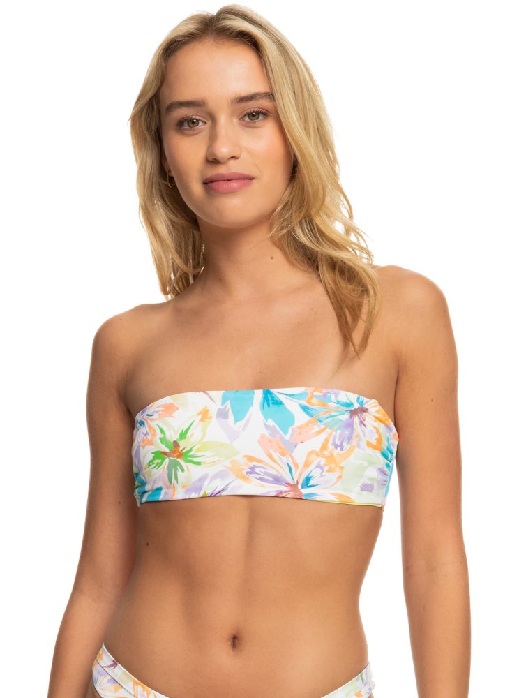 Hauts De Bikini Roxy Retro Revo Reversible Bandeau Blanche Femme | WMU-99837608