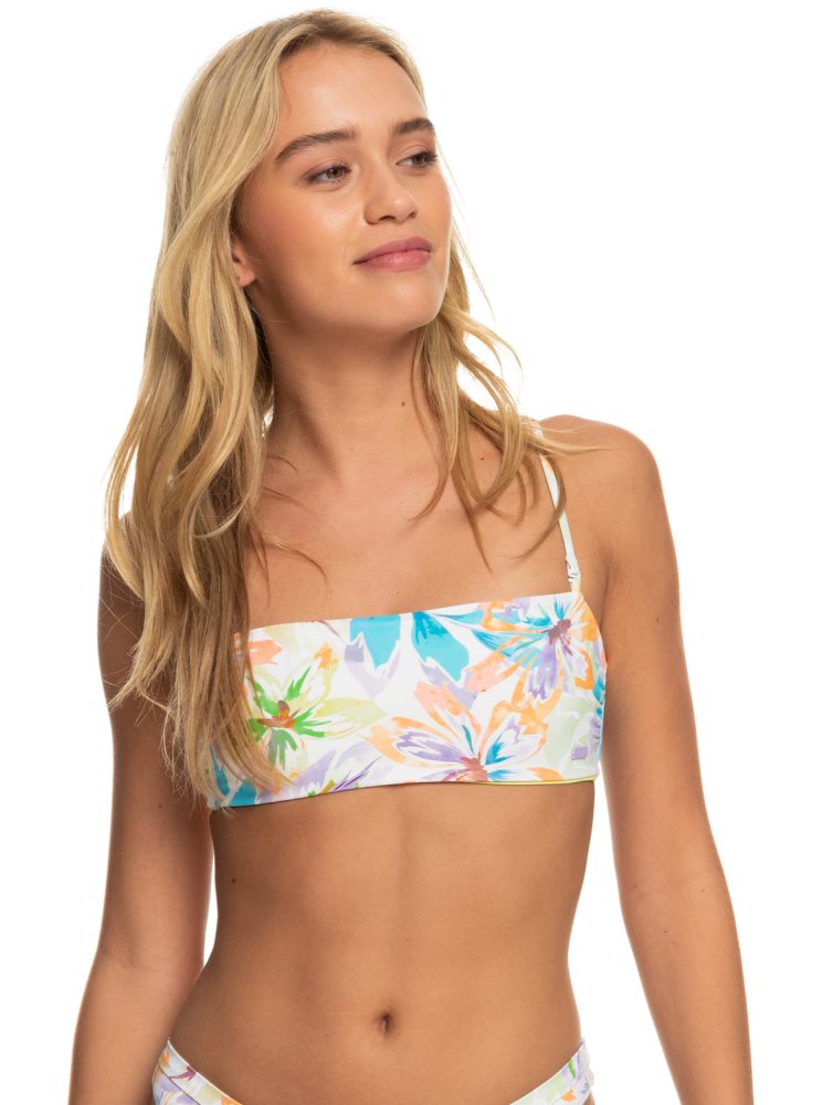 Hauts De Bikini Roxy Retro Revo Reversible Bandeau Blanche Femme | WMU-99837608