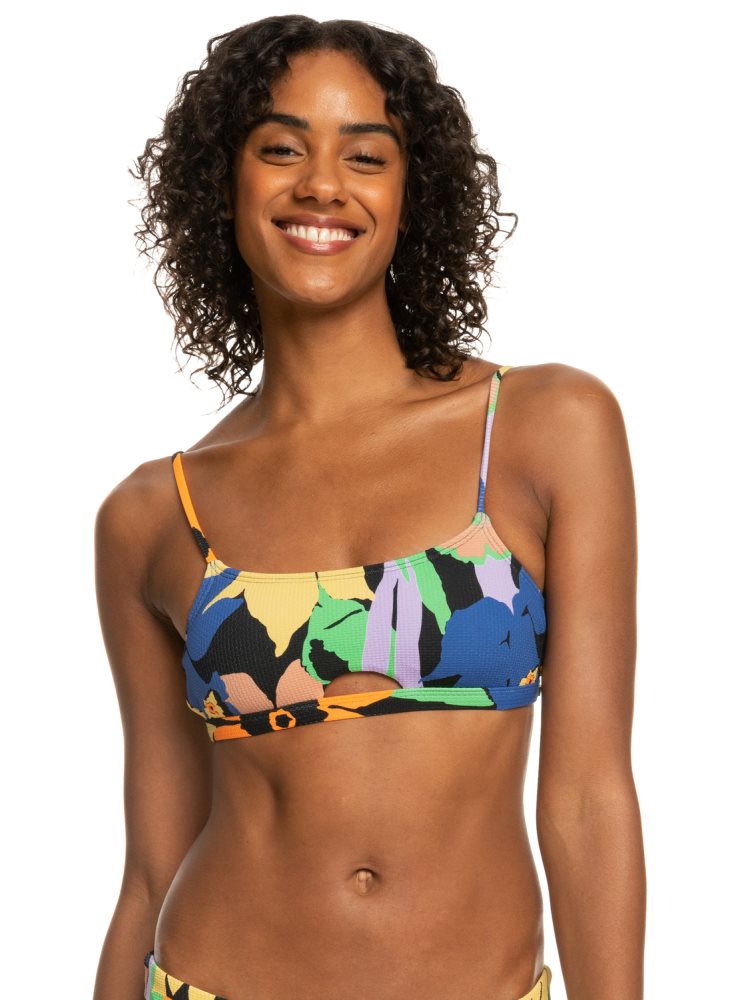 Hauts De Bikini Roxy Color Jam Bralette Grise Foncé Fleur Femme | OCU-70859693