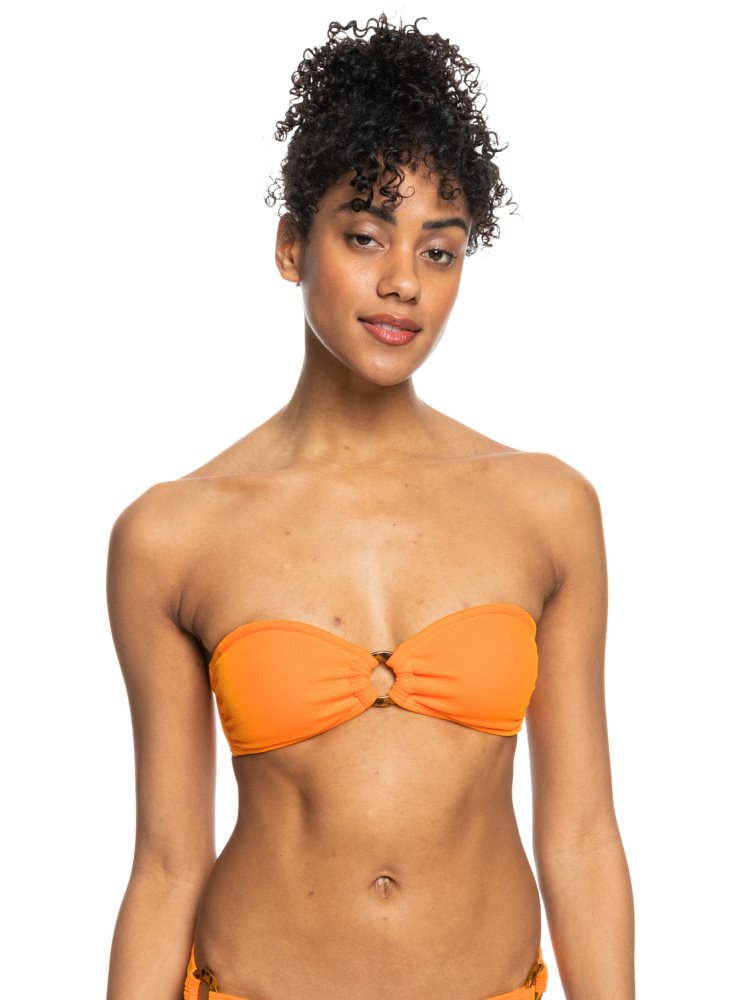 Hauts De Bikini Roxy Color Jam Bandeau Jaune Femme | NHP-17357534