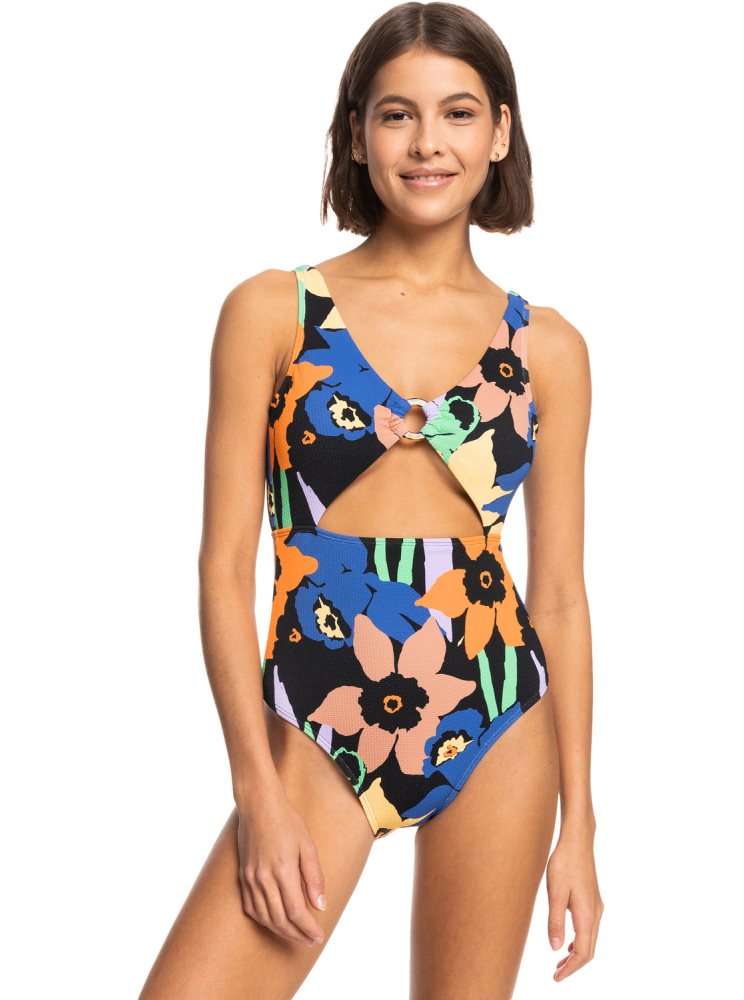 Maillots De Bain Roxy Color Jam Grise Foncé Fleur Femme | KTA-93701027