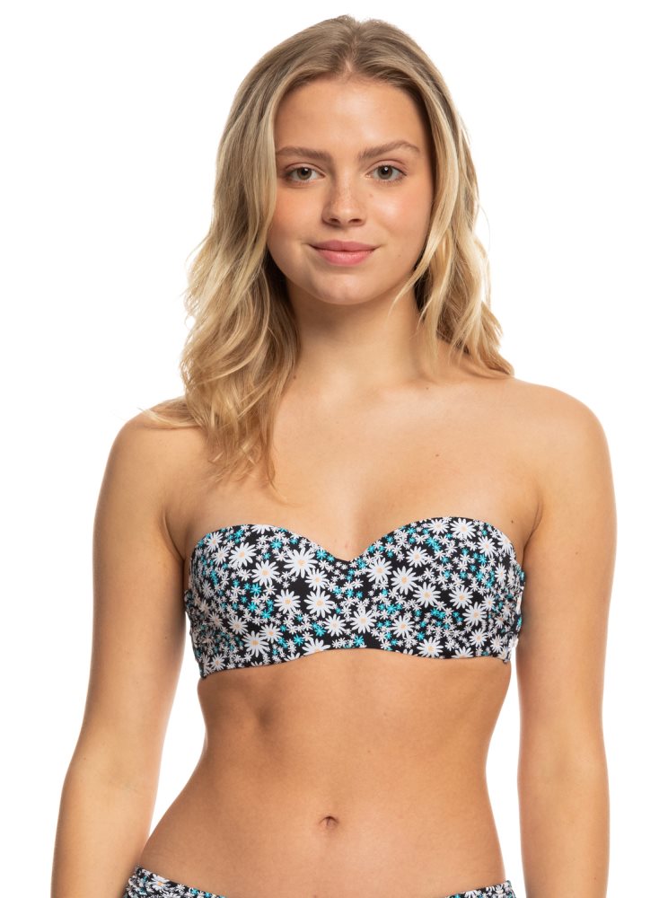 Hauts De Bikini Roxy Printed Beach Classics Bandeau Grise Foncé Femme | TGM-17364055