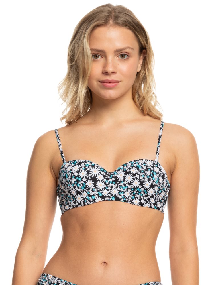 Hauts De Bikini Roxy Printed Beach Classics Bandeau Grise Foncé Femme | TGM-17364055