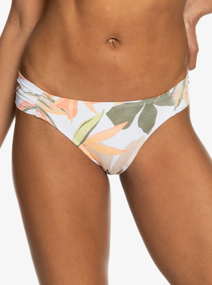 Bas De Bikini Roxy Printed Beach Classics Moderate Blanche Femme | QDQ-56161998