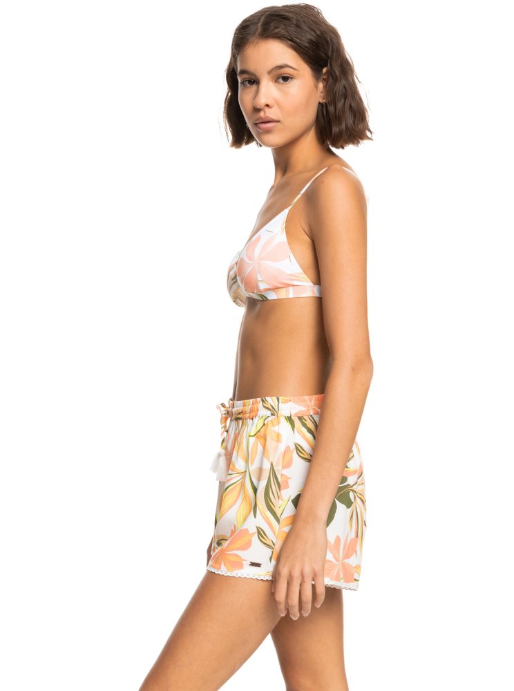 Shorts De Bain Roxy Salty Tan Blanche Femme | YUE-64736315