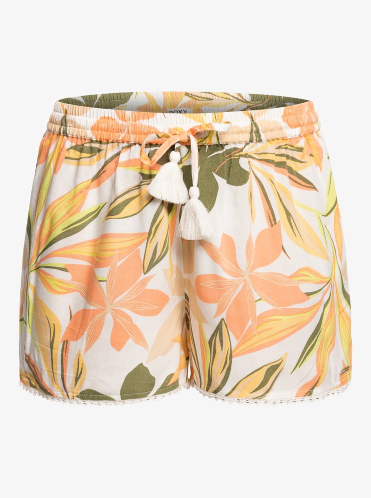 Shorts De Bain Roxy Salty Tan Blanche Femme | YUE-64736315