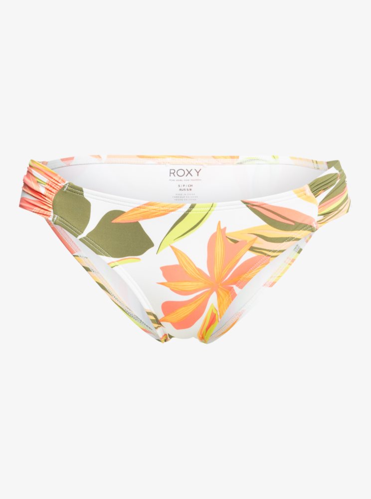 Bas De Bikini Roxy Printed Beach Classics Moderate Blanche Femme | QDQ-56161998