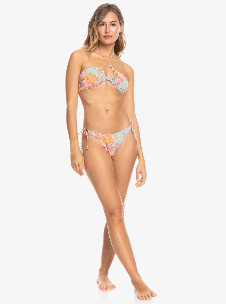 Bas De Bikini Roxy Printed Beach Classics Cheeky Bleu Femme | QPM-51748900