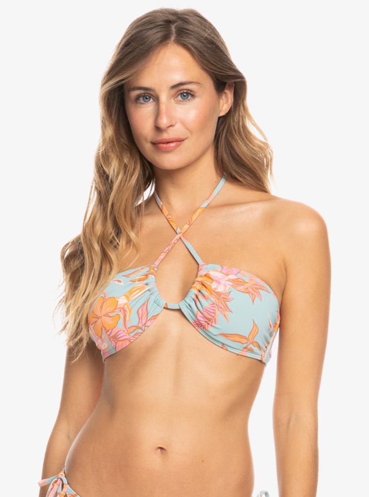 Hauts De Bikini Roxy Printed Beach Classics Triangle Bleu Femme | EWO-34520395