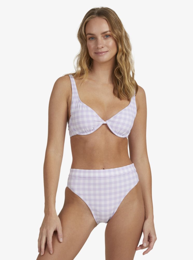 Bas De Bikini Roxy Heart The Check Moderate Coverage Violette Femme | QPX-79697683