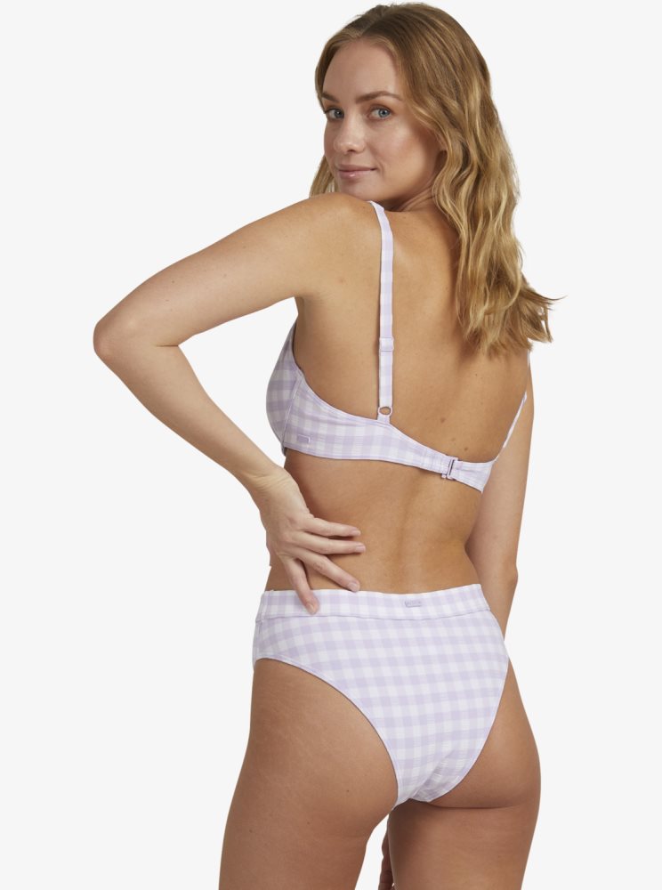 Bas De Bikini Roxy Heart The Check Moderate Coverage Violette Femme | QPX-79697683