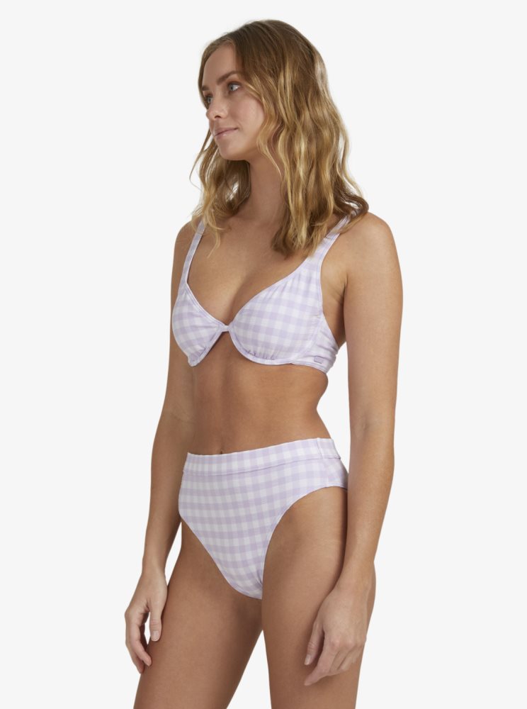 Bas De Bikini Roxy Heart The Check Moderate Coverage Violette Femme | QPX-79697683