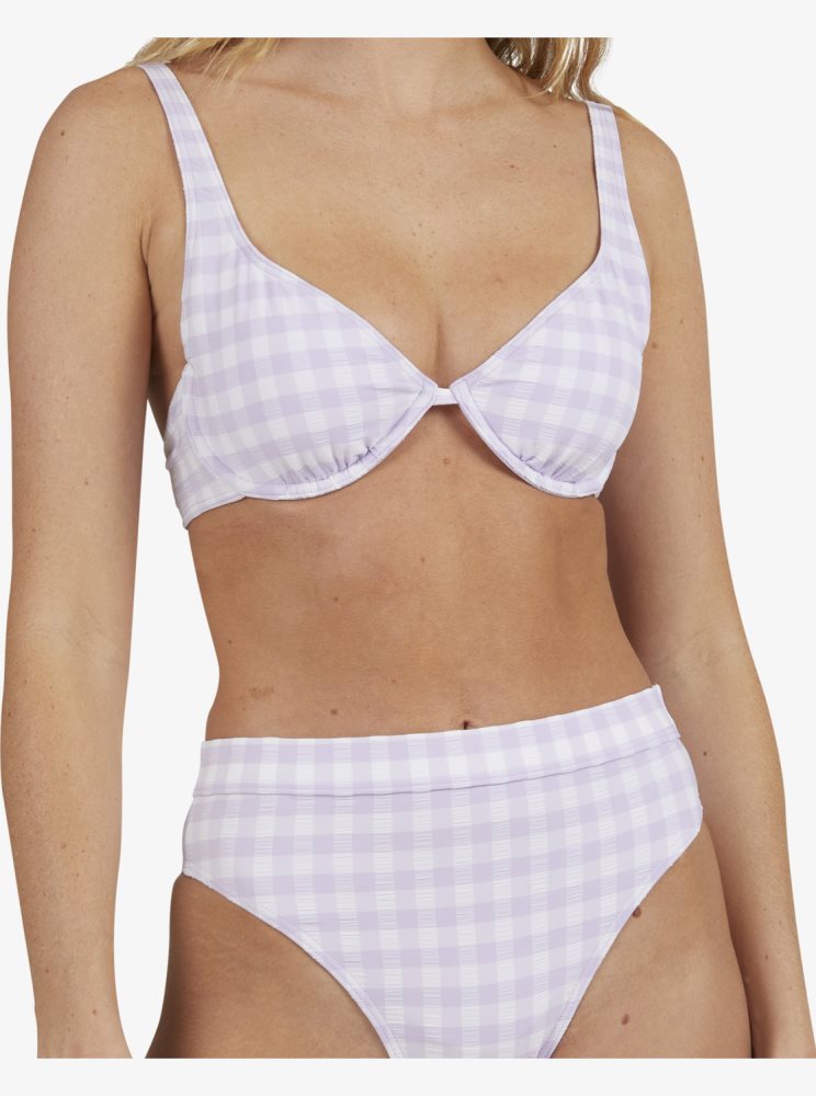 Bas De Bikini Roxy Heart The Check Moderate Coverage Violette Femme | QPX-79697683