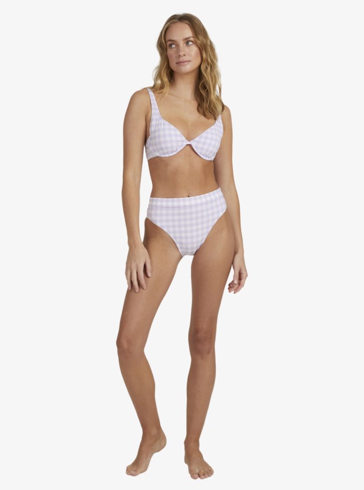 Bas De Bikini Roxy Heart The Check Moderate Coverage Violette Femme | QPX-79697683